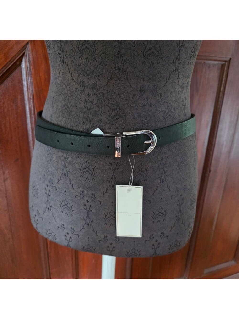 Adrienne Vittadini Studio Reversible Black Womens Belt With Rhinestone Buckle